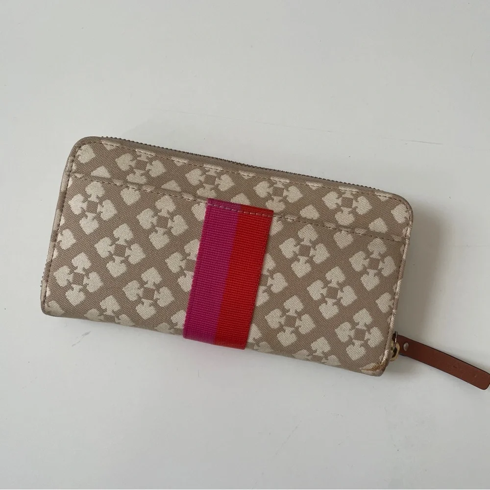 Kate Spade New York Neda Signature Stucco Canvas Zip Around Beige Wallet